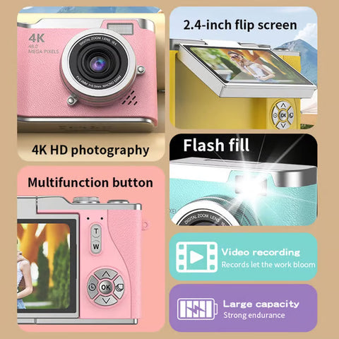 💥1080P HD 48MP Digital Point & Shoot Camera with 2.4 Inch HD Flip Screen💥