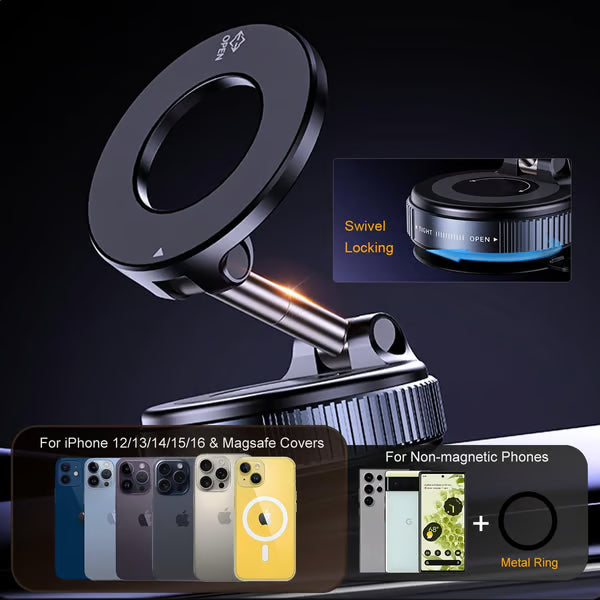 2025 Newest 360° Adjustable Vacuum Magnetic Suction Cup Phone Holder Mount
