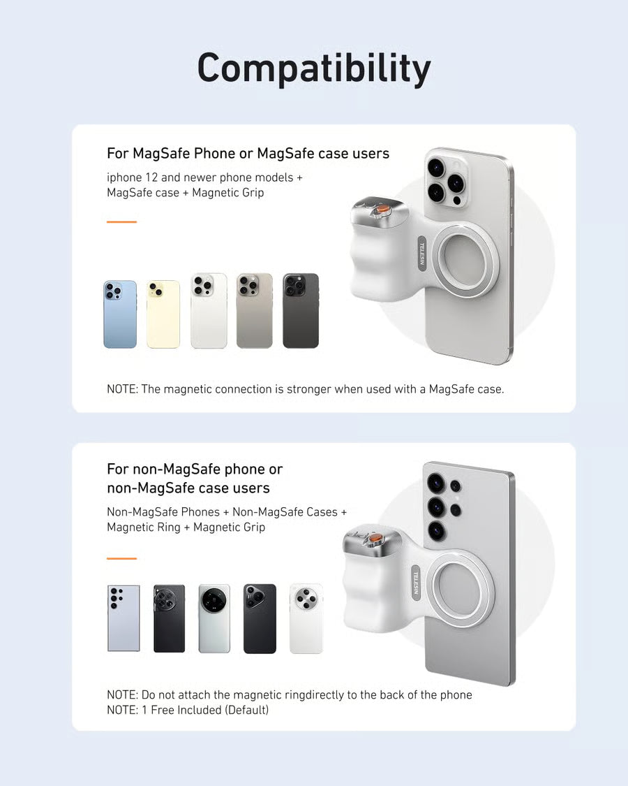 TELESIN Fun Shot Magnetic Phone Camera Grip & Magnetic Selfie Light Bundle Kit